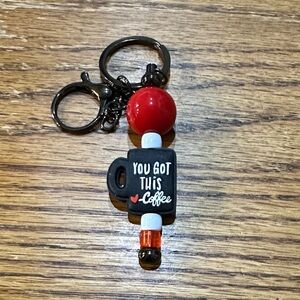Chic Red and Black Coffee Keychain